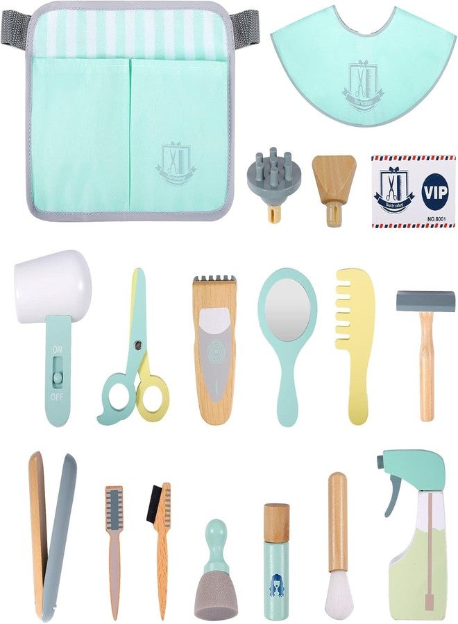 Wudly Hair Dresser Playset for Kids, Wooden Makeup Toy & Hair Styling Toys for Girls, Kids Shaving Kit for Boys - Fun Barber Playset for Imaginative Role Play, Haircuts & Makeup Adventures - Image 5